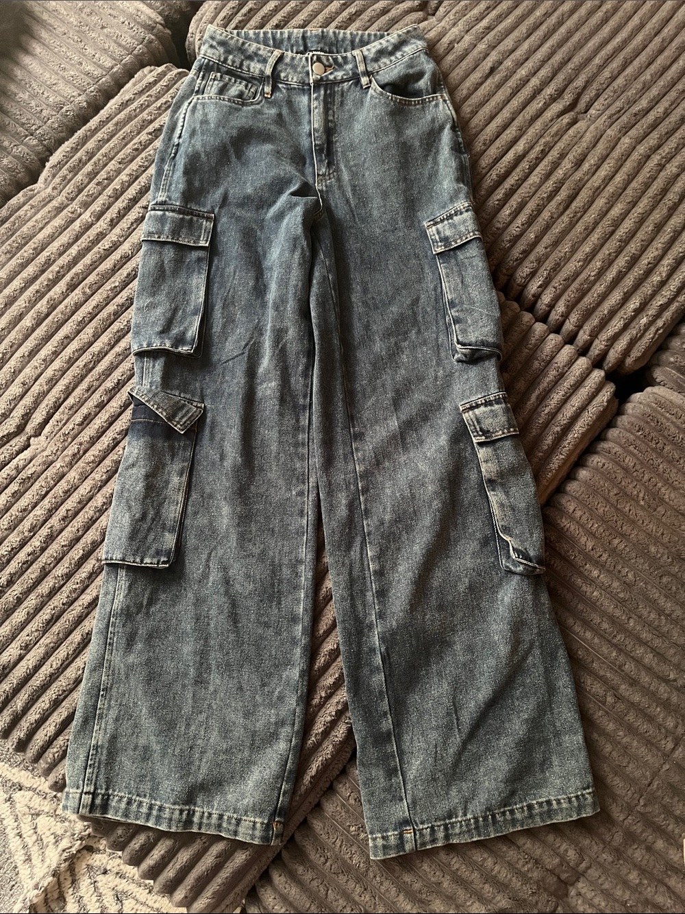 Fashion Nova Washed Blue Women's Bootcut Cargo Hi-rise Jeans